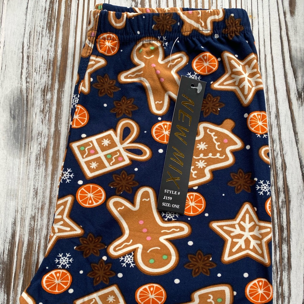 Gingerbread Christmas Print Leggings ONE SIZE 2-12